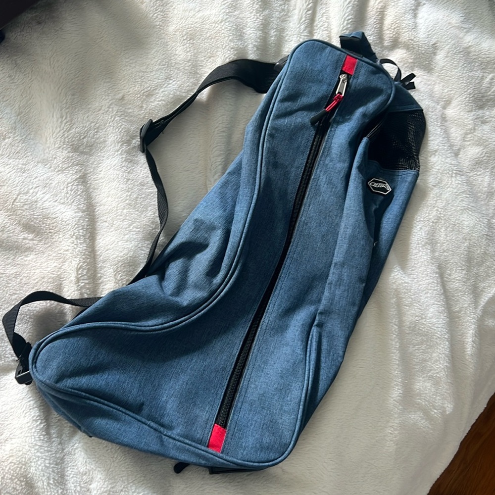 QHP small boot bag for equestrians. Brand new. 
Blue with red detail at zipper